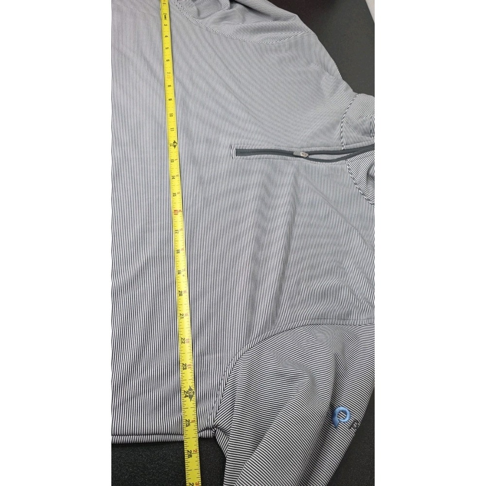 Peter Millar Iron Gray White Perth Sugar Stripe Performance Quarter-Zip Golf XL - Picture 8 of 11